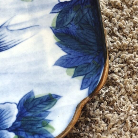 Sun Ceramics Koi Fish Rectangular Blue White Serving Plate Dish Japanese Art - Picture 6 of 10